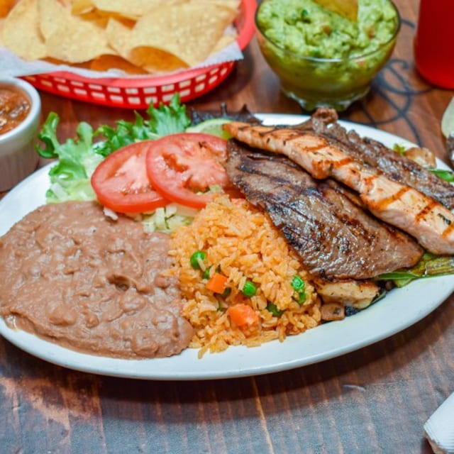 8. Grilled Salmon, Prawns and Steak Combo Platter.