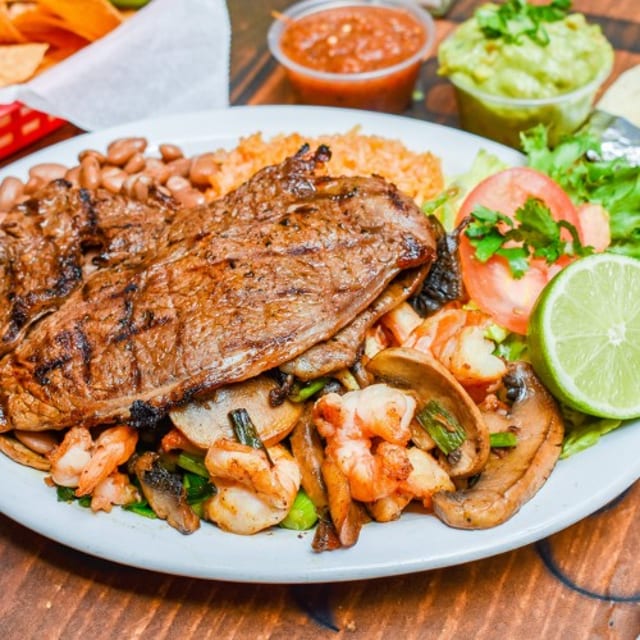 3. Carne Asada and Prawns Combo Platter.