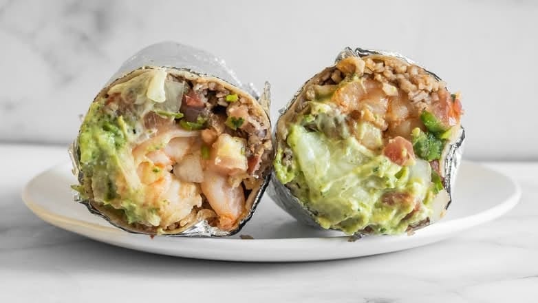 Super Baby Prawn Burrito.