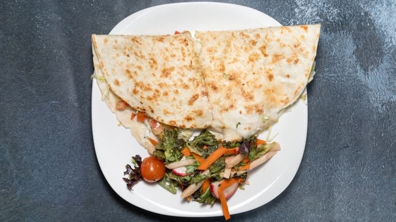Super Meat and Prawn Quesadilla.